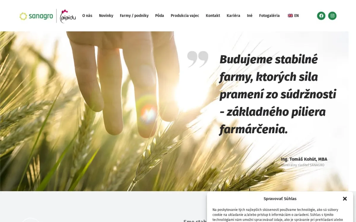 sanagro.sk screenshot